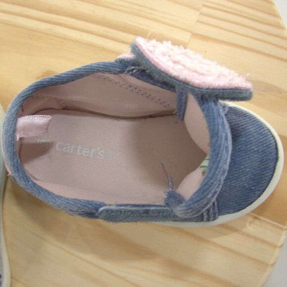 Carter's Blue Denim with Sherpa Heart Sneakers Toddler Size 5 - Picture 3 of 6